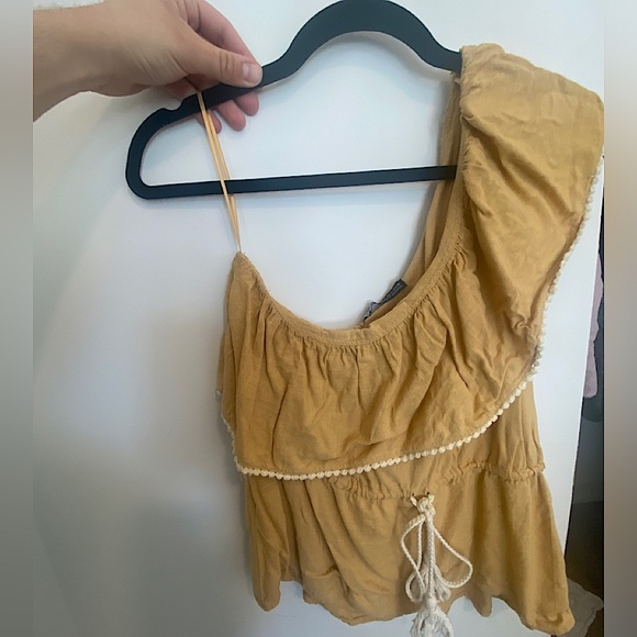 ZARA Mustard Blouse Off-Shoulder - Picture 1 of 4